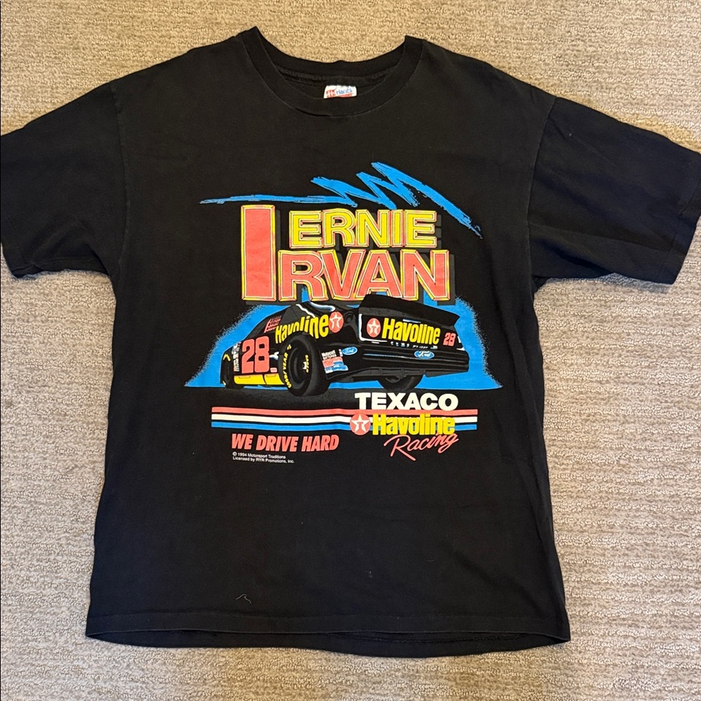 Ernie Irvan Racing Graphic Tee - Black with Red & Yellow Accents (men’s large)